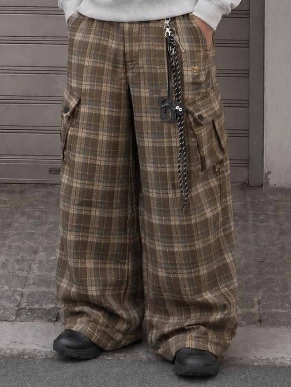 NIB Aelfric Eden Plaid Cargo Pants  Wide Leg Baggy Barrel Flannel Y2K - Picture 8 of 11
